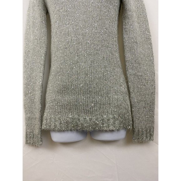 Rue 21 Small Gray Silver Sparkly Sequin Acrylic Wool Long Sleeve Knit Sweater - Picture 6 of 12